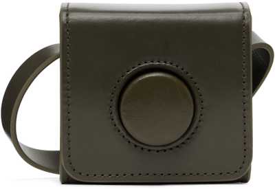 Shop Lemaire Khaki Mini Camera Bag In Gr677 Pewter Green