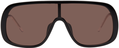 Shop Kenzo Black Shield Sunglasses In Shiny Black / Brown