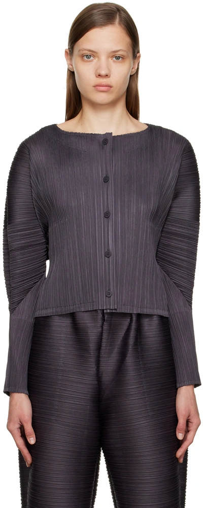 Issey Miyake Gray Monthly Colors October Cardigan In 18 Ink Black
