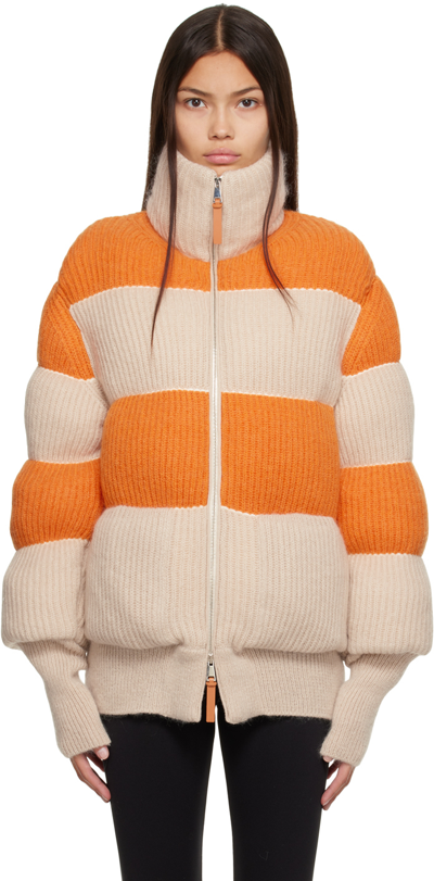 Shop Moncler Genius Orange & Beige Quilted Down Jacket In P23 Orange/cream