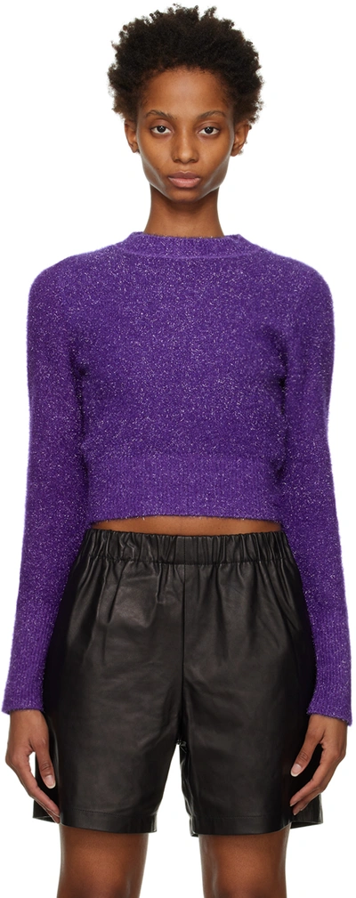 Shop Ami Alexandre Mattiussi Purple Shinny Sweater In 500 Purple