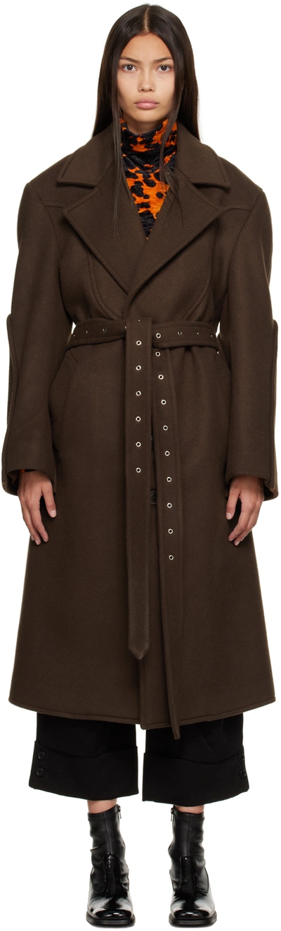 Shop Commission Brown Belted Coat In Tobacco