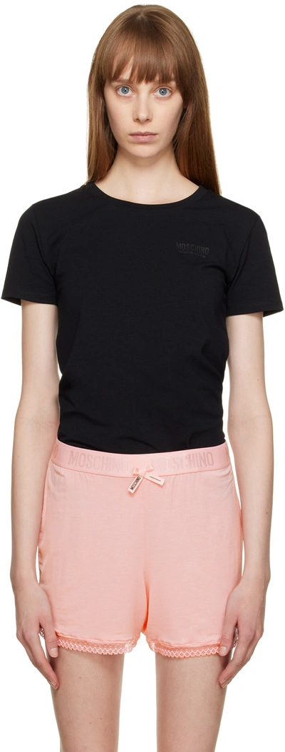Shop Moschino Black Bonded T-shirt In A0555 Black