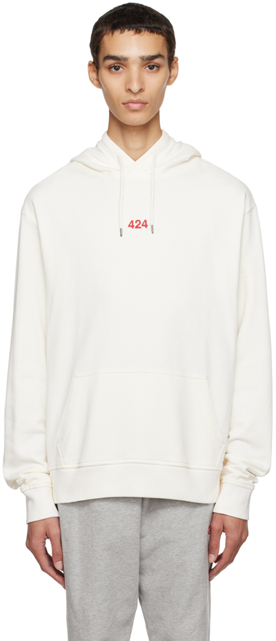 Shop 424 White Embroidered Hoodie In 2 White
