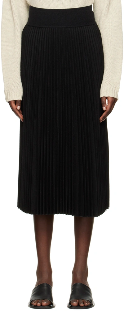 Shop Theory Black Pleated Midi Skirt In Black - 001