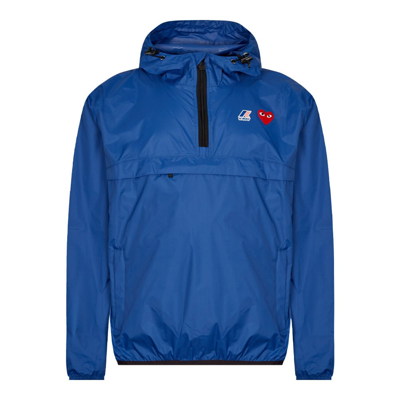 Shop Comme Des Garcons Play X K-way Hooded Zip Jacket In Blue