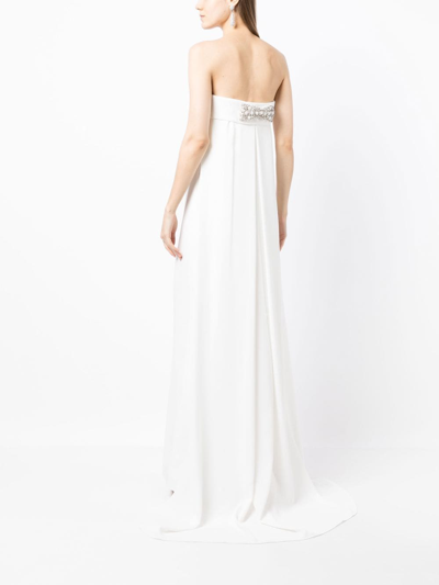Shop Sachin & Babi Crystal-embellished Evening Gown In White