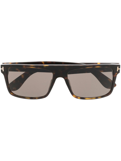 Shop Tom Ford Square-frame Tortoiseshell Sunglasses In Brown