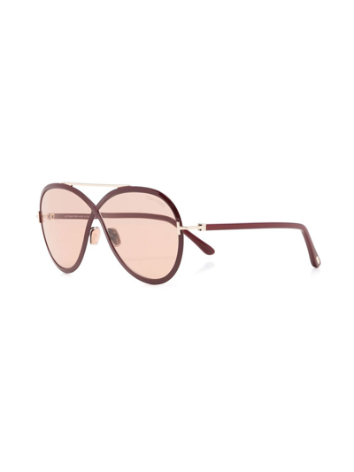 Tom Ford Round-frame Oversize Sunglasses In Red