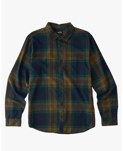 Shop Billabong Men's Coastline Long Sleeve Flannel Shirt In Real Teal