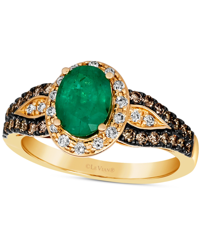 Shop Le Vian Emerald (7/8 Ct. T.w.) & Diamond (1/2 Ct. T.w.) Halo Ring In 14k Gold