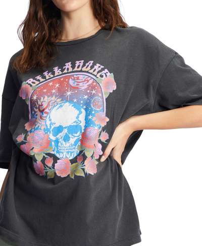Shop Billabong Juniors' Cosmic Garden Graphic-print T-shirt In Off Black