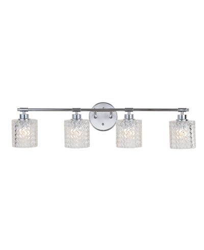 Shop Jonathan Y Spaulding Vintage-like 4-light Pattern Glass Farmhouse Cottage Led Vanity Light In Silver-tone