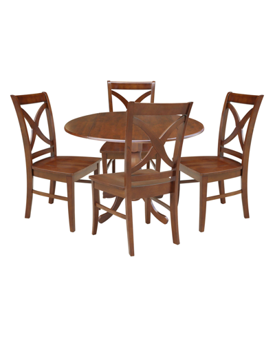 Shop International Concepts 42" Dual Drop Leaf Table With 4 Cross Back Dining Chairs In Espresso