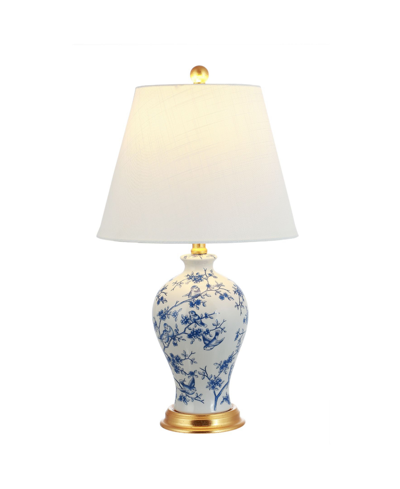 Shop Jonathan Y Grace Floral Classic Led Table Lamp In Blue