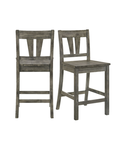 Shop Picket House Furnishings Grayson Counter Side Chair Set With Wooden Seat, 2 Piece