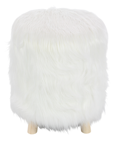 Rosemary Lane Polyester Stool With Faux Fur, 19" X 19" X 16" In White