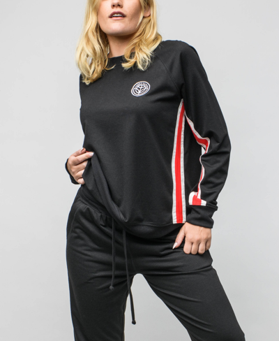 Shop Fever Women's Pullover Sweatshirt With Stripe In Black