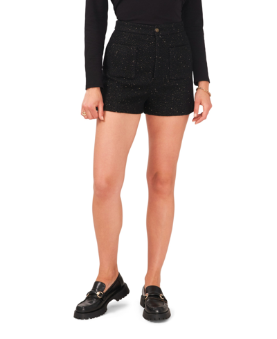 Shop 1.state Women's Front Patch Pocket Button Tweed Shorts In Rich Black