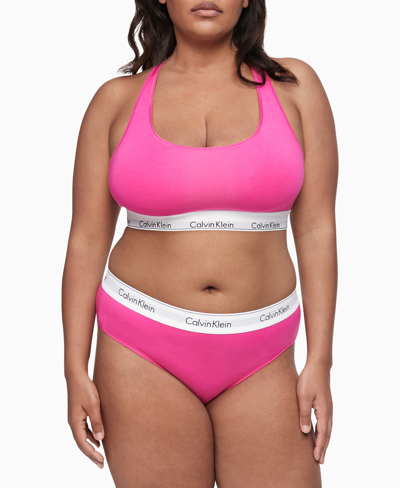 Shop Calvin Klein Plus Size Modern Cotton Unlined Bralette Qf5116 In Party Pink