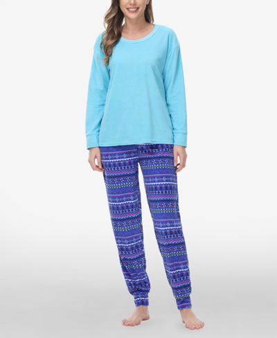 Shop Ink+ivy Women's Long Sleeve Crew Top With Jogger, Set Of 2 In Cold Fairisle