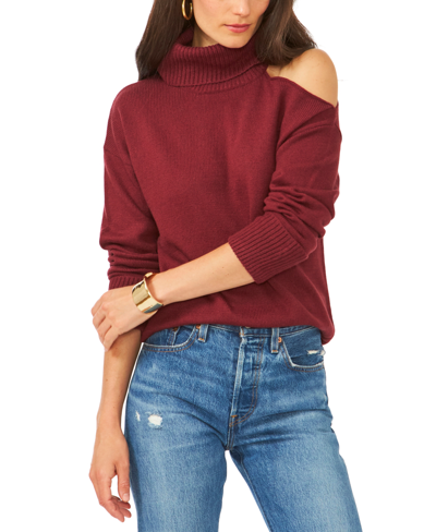 Shop 1.state Women's Cold-shoulder Cuffed Turtleneck Sweater In Windsor Wine