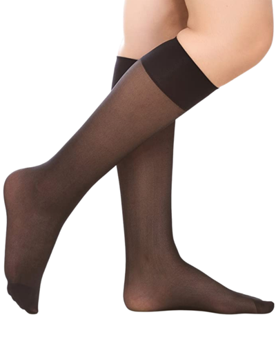 Shop Lechery Women's European Made Matte Silky Sheer 15 Denier 1 Pair Of Knee-highs In Black
