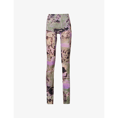 Shop Knwls Halcyon Abstract-print Stretch-woven Leggings In Waxed Floral Lilac
