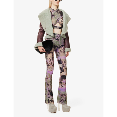 Shop Knwls Halcyon Abstract-print Stretch-woven Leggings In Waxed Floral Lilac