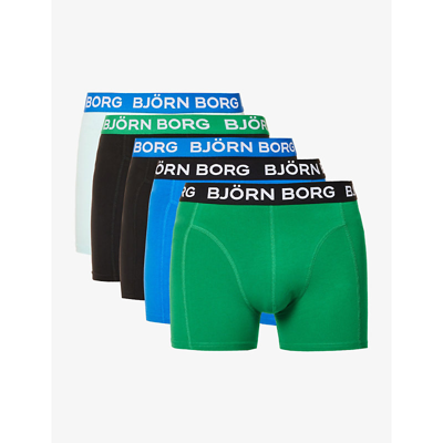 Bjorn Borg Logo-print Contrasting-waistband Pack Of Five Stretch-cotton  Boxers In Multipack 6 | ModeSens