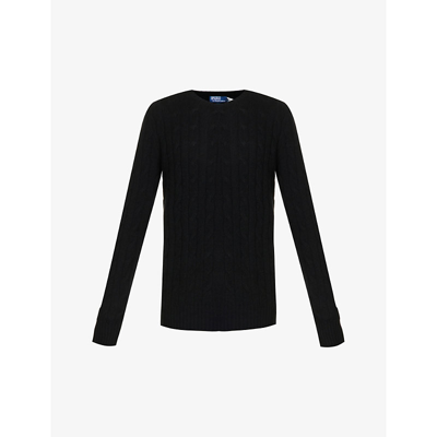 Shop Polo Ralph Lauren Mens Polo Black Cable-knit Relaxed-fit Cashmere Jumper