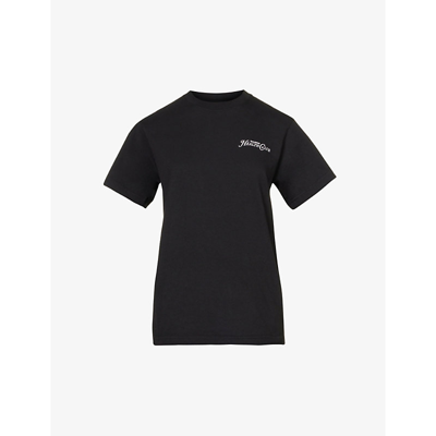 Shop Sporty And Rich Rizzoli Logo-print Cotton-jersey T-shirt In Black White