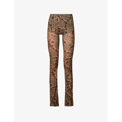 Shop Knwls Halcyon Floral-print Stretch-woven Leggings In Thorny Green