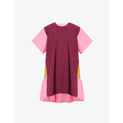Shop Brøgger Brogger Women's Colour Block Lily Contrast-panelled Crepe Mini Dress