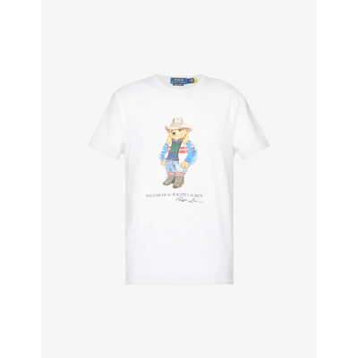 Shop Polo Ralph Lauren Polo Bear-print Regular-fit Cotton-jersey T-shirt In Sun Valley Bear