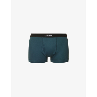 Shop Tom Ford Classic Stretch-cotton Boxers In Everglade