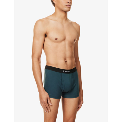 Shop Tom Ford Classic Stretch-cotton Boxers In Everglade