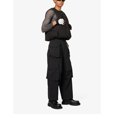 Shop Entire Studios Men's Onyx Gocar Pocketed Regular-fit Wide-leg Cotton-blend Cargo Trousers