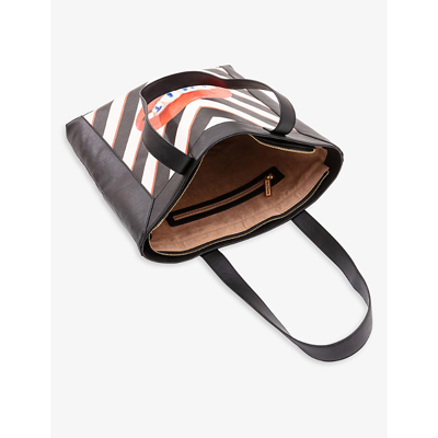 Shop Seletti Black/beige Wears Toiletpaper Lipstick-print Canvas And Faux-leather Tote Bag