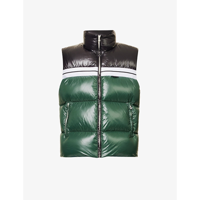 Shop Palm Angels Track Funnel-neck Quilted Shell-down Gilet In Green Black