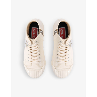 Kenzo Embroidered-logo Hi-top Sneakers In Cream Comb