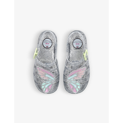 Shop Sophia Webster Girls Silver Kids Butterfly-embellished Pvc Sandals 1-7 Years