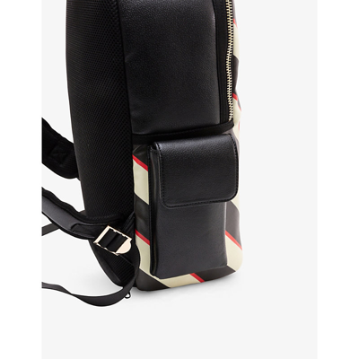 Shop Seletti Black/beige Wears Toiletpaper Lipstick-print Striped Faux-leather Backpack