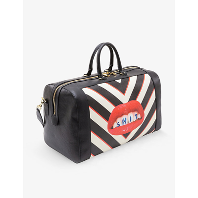 Shop Seletti Wears Toiletpaper Lipstick-print Faux-leather Travel Bag