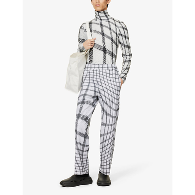 Shop Bianca Saunders Contour Graphic-print Stretch-jersey Top In Grid Print