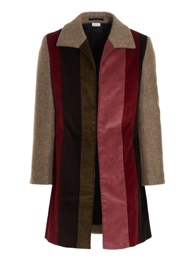 Shop Comme Des Garçons Homme Deux Patchwork Multi Wool Coat In Multicolor