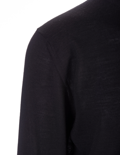 Shop Fedeli Man Black Turtleneck Cashmere And Silk Pullover In Nero