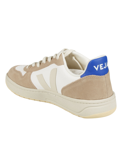 Shop Veja V-10 Leather Sneakers In Ex.white/sahara