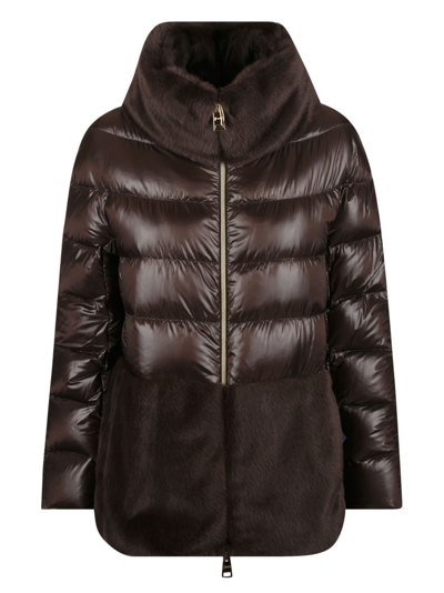 Shop Herno High-neck Fur Applique Padded Jacket In 8800