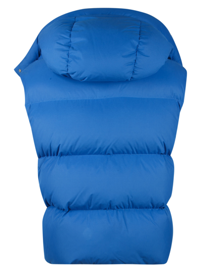 Off-white Blue Sleeveless Padded Jacket With Logo In 4501